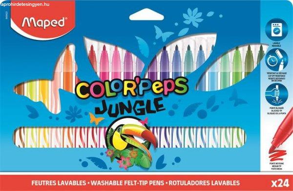 Filctoll készlet, 2,8 mm, kimosható, MAPED "Color'Peps Jungle",
24 különböző szín