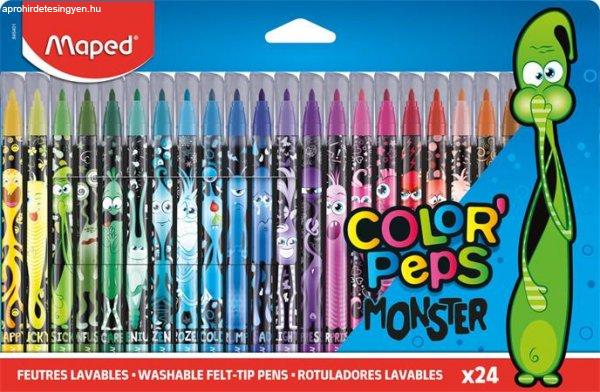 Filctoll készlet, 2,8 mm, kimosható, MAPED "Color'Peps Monster"
24 különböző szín