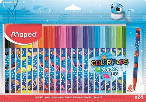 Filctoll készlet, 2 mm, kimosható, MAPED "Color'Peps Ocean
Life", 24 különböző szín