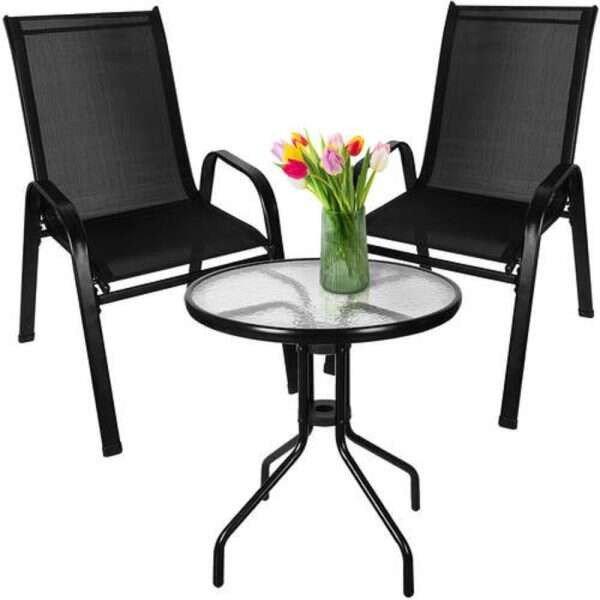 3 részes elegáns megjelenésű kerti bútorkészlet – 2 darab székkel, 1
darab üveglapos asztallal (BB-20707)