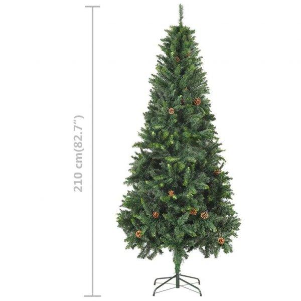 vidaXL zöld műkarácsonyfa LED-del és gömbszettel 210 cm