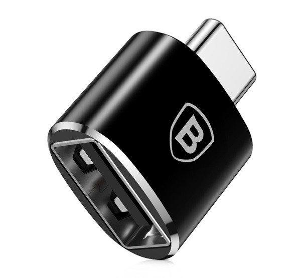 BASEUS adapter (USB aljzat - Type-C, USB/pendrive csatlakoztatás, OTG) FEKETE