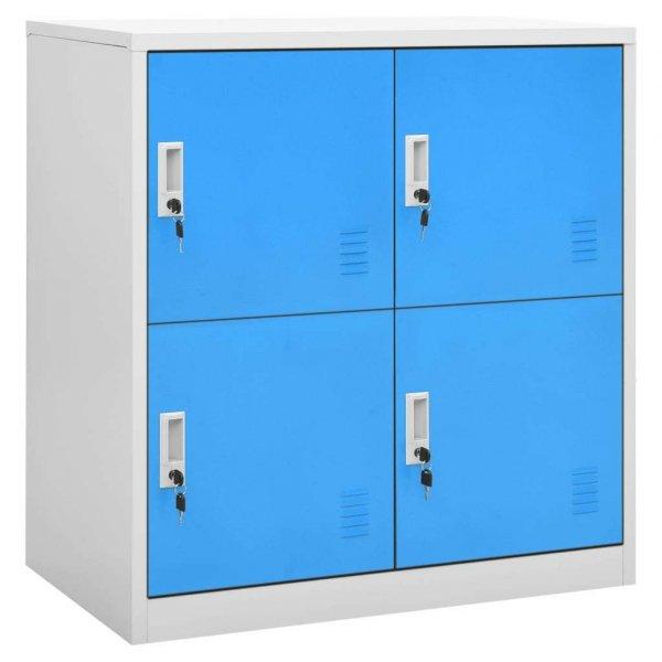 2 db világosszürke-kék acél zárható szekrény 90 x 45 x 92,5 cm
