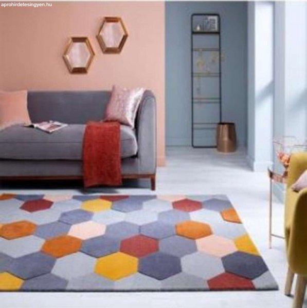 Bedora Homeycomb szőnyeg, 100x200 cm, 100% gyapjú, sokszínű, kézzel
készített