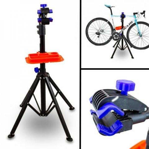 Összecsukható kerékpárszerelő állvány, 30 kg-ig, acél és műanyag