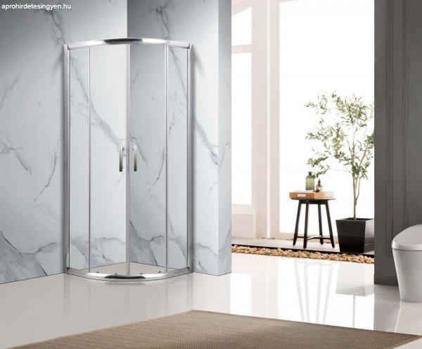 Homedepo Elio 80x80 íves két tolóajtós zuhanykabin 6 mm vastag
vízlepergető biztonsági üveggel, krómozott elemekkel, 190 cm magas