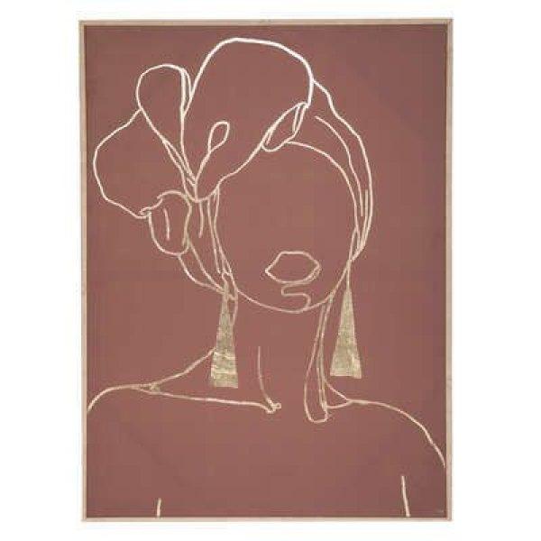 Keretezett fali kép, női sziluett, barna, 60x80 cm - DADAME - Butopêa