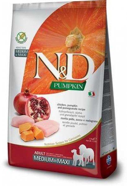 N&D Dog Grain Free Adult Medium/Maxi csirkehússal, sütőtökkel és
gránátalmával (2 x 12 kg) 24 kg