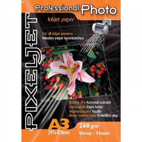 Pixeljet A3 Premium fényes inkjet fotópapír 260gr. 25 ív