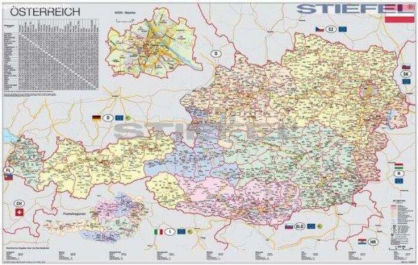 Ausztria szervező térképe fóliás-fémléces