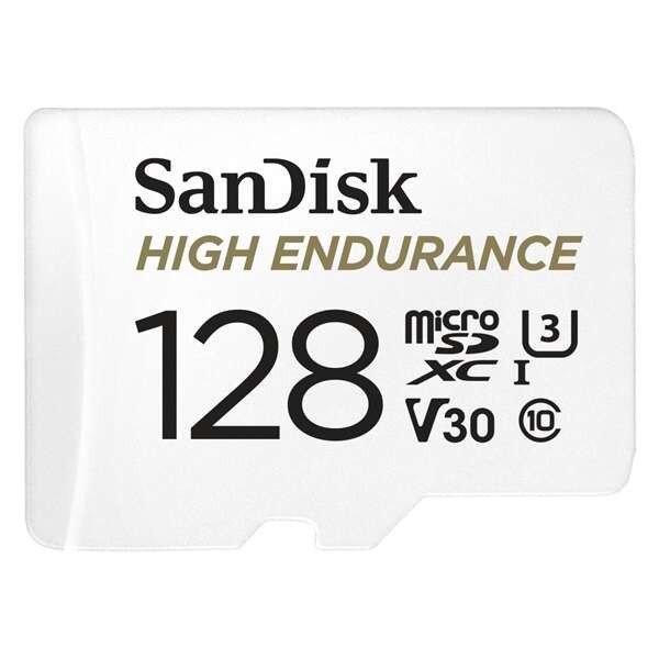 128GB Micro SDXC memória kártya Sandisk High Endurance CL10 U3 V30 + adapter 
(SDSQQNR-128G-GN6IA / 183567)