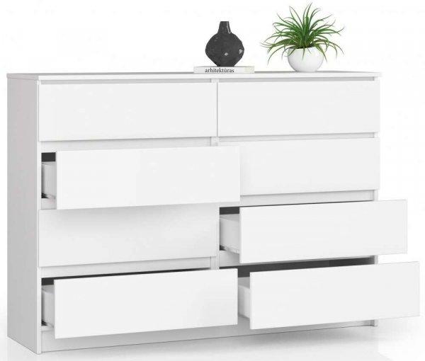 Komód Akord Furniture K140-8, 140x99x40cm, fehér