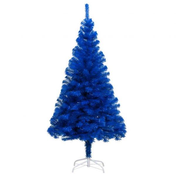 Kék pvc műkarácsonyfa led-fényekkel és gömbszettel 210 cm