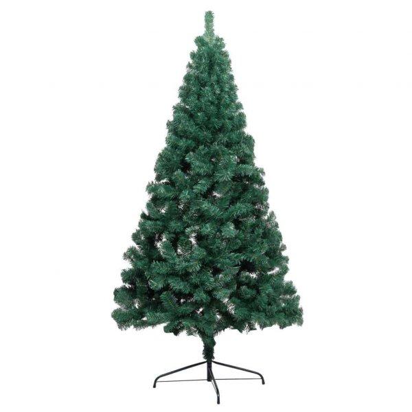 Zöld fél műkarácsonyfa led-fényekkel és gömbszettel 120 cm