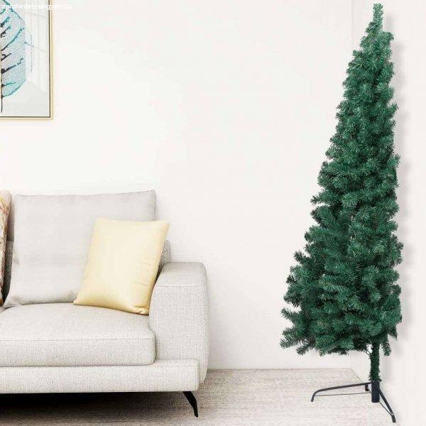 Zöld fél műkarácsonyfa led-fényekkel és gömbszettel 180 cm