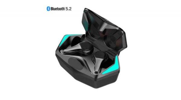 Bluetooth 5.2 kompatibilis fülhallgató játékhoz, HiFi Extra Bass, HD
mikrofonnal, alacsony késleltetésű
