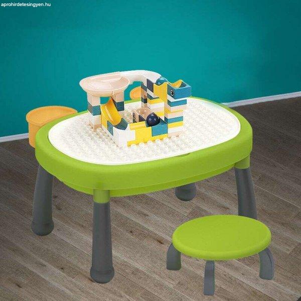 Multifunkcionális Építőasztal székkel + 60 db építőelemmel, Zöld