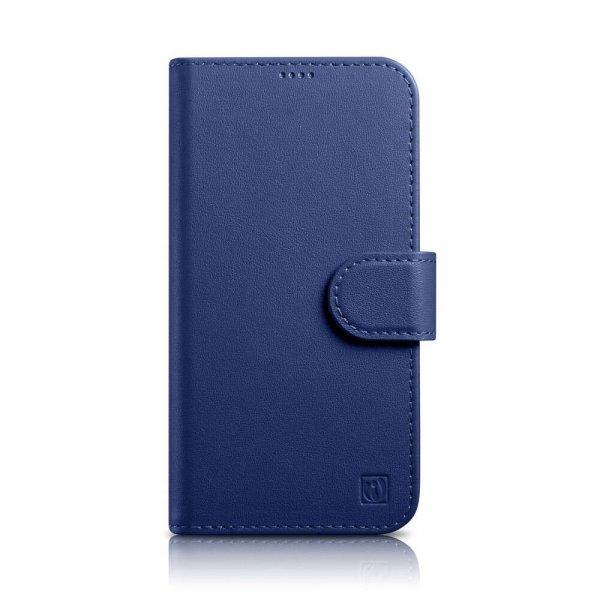 Apple iPhone 14 Plus iCarer Wallet Case 2in1 valódi bőr RFID tok, Kék