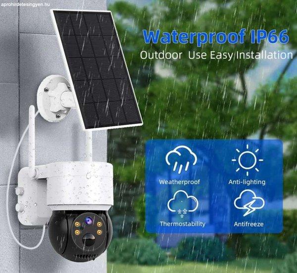 Időjárásálló, kültéri, Wifi biztonsági kamera rendszer napelemmel -
vezeték és áramforrás nélkül működtethető okos térfigyelő kamera
(BBV) (BBD)