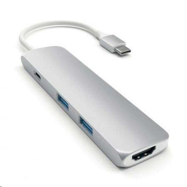 Satechi Aluminum SLIM TYPE-C MultiPort Adapter HDMI 4K,PassThroughCharging,2x
USB 3.0 ezüst