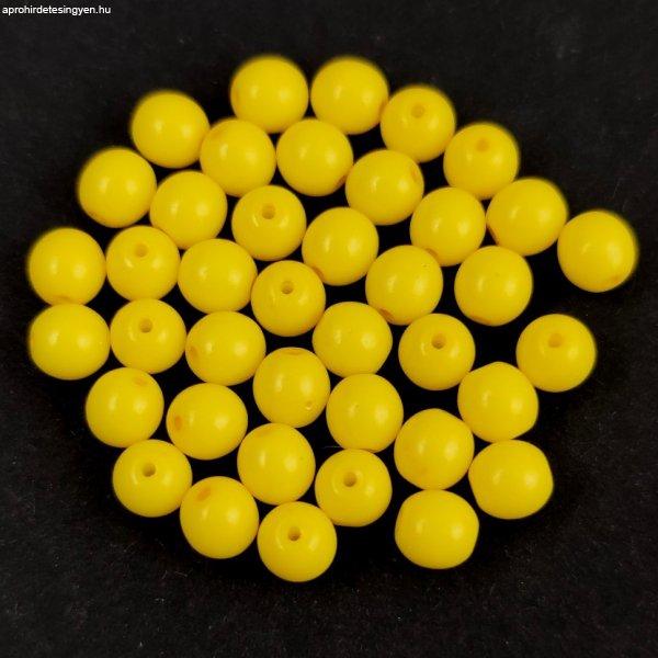 Cseh préselt golyó gyöngy - Alabaster Vivid Yellow - 4mm