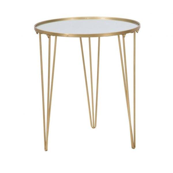Kerek tükrös asztalka, három lábbal, 50 cm, arany - TAMARA - Butopêa