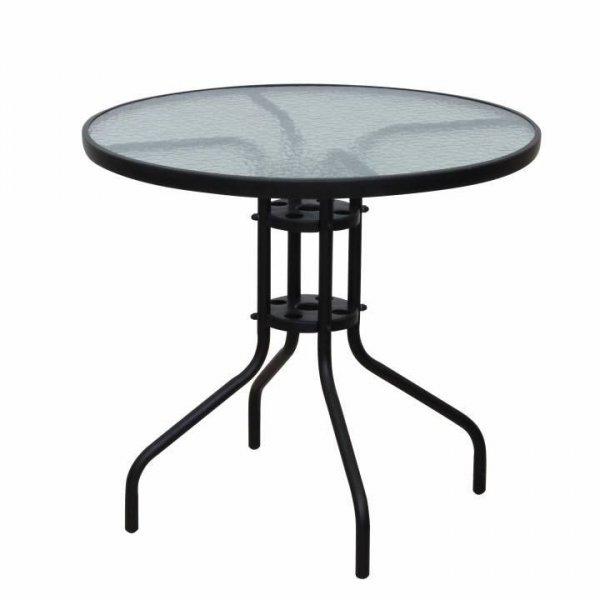 Kerti üveg étkezőasztal, 80 cm, fekete - CASEMANCE - Butopêa