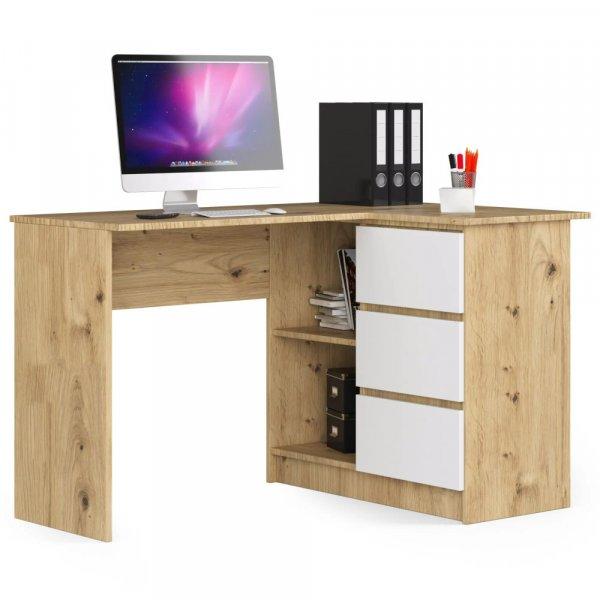Sarok íróasztal - Akord Furniture - 124 cm - arany tölgy / fehér