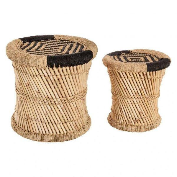 Bambusz lerakóasztal szett, 2 db, natúr-fekete - BAMBOLOO - Butopêa