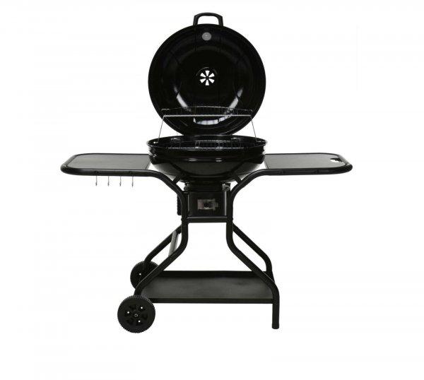 Vaggan grillsütő oldalasztalokkal, fém, 135x65x95 cm, fekete