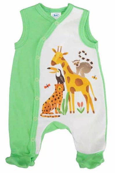 Ujjatlan baba rugdalózó Szafari mintával 
 (56) - zöld 