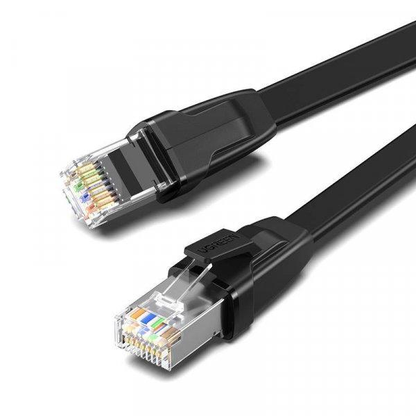 UGREEN NW134 lapos hálózati kábel fém csatlakozókkal, Ethernet RJ45, Cat.8,
U / FTP, 2 m (fekete)