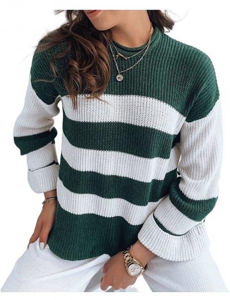 Amelia zöld-fehér csíkos pulóver