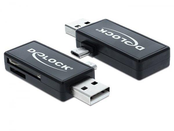 DeLock Micro USB OTG + USB A male Card Reader Black