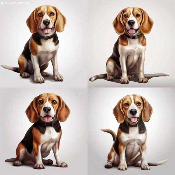 Beagle egész alakos kutyás falmatrica  |  8 + 12 db-os szett | 80 cm x 80 cm -
babaszoba faldekoráció