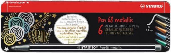 Rostirón készlet, fém doboz, 1,4 mm, STABILO "Pen 68 metallic", 6
különböző szín