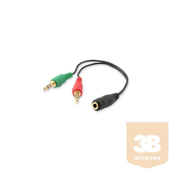 Equip kábel - 147942 (Audio elosztó, 3,5mm Jack, 1x 3pin be, 2x 3pin ki,
fekete, 1,3m)