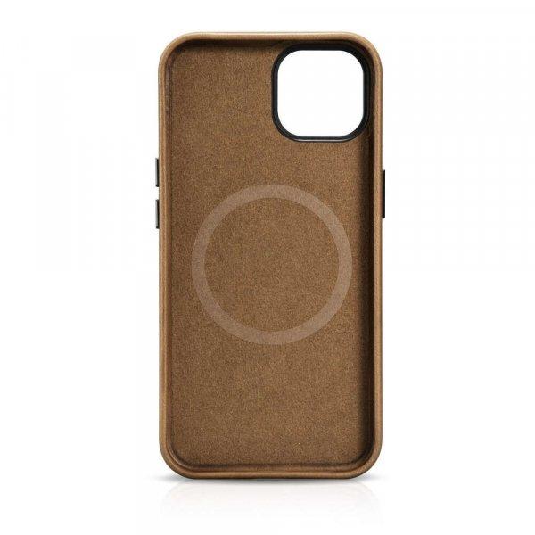 Apple iPhone 14 Plus iCarer Oil Wax Premium Leather Case valódi bőr Magsafe
tok, Barna