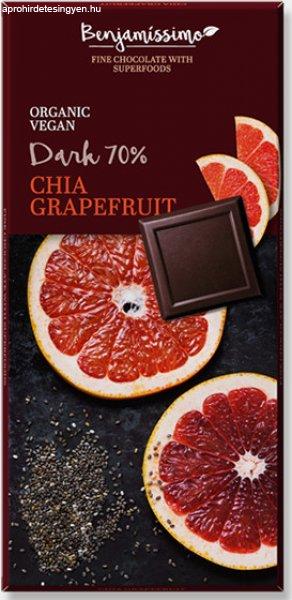 Benjamissimio bio vegán fekete csokoládé chia grapefruit 70 g