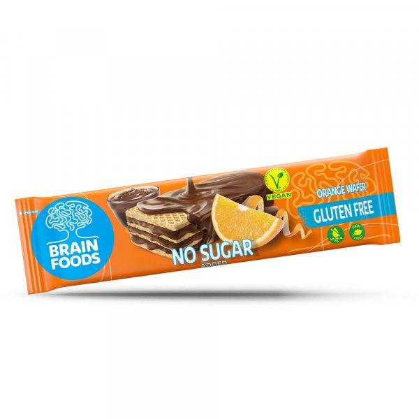 Brain Foods gluténmentes ostyaszelet csokoládéba mártott, narancsos kakaós
krémmel töltött, édesítőszerekkel 40 g