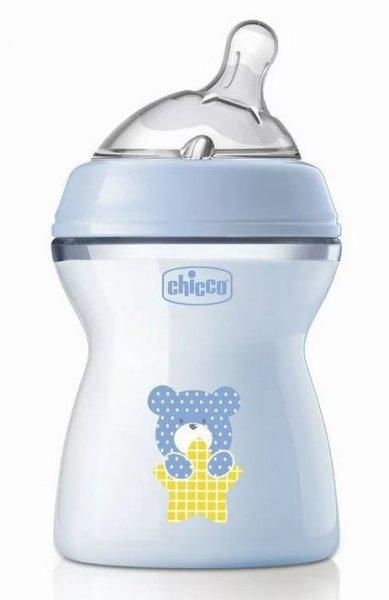 Chicco NaturalFeeling 250 ml cumisüveg közepes folyású 2 hó+ kék maci

