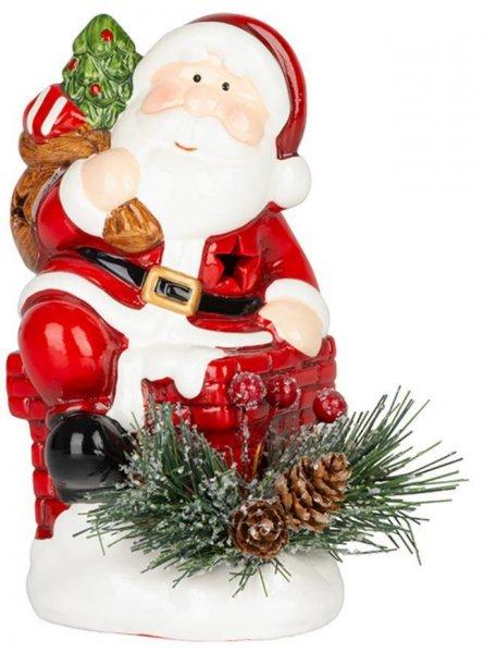 MagicHome karácsonyi dekoráció, Mikulás fenyőágakkal, LED, terrakotta,10 x
8,2 x 13,7 cm