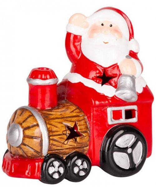 MagicHome karácsonyi dekoráció, Mikulás vonattal, LED, terrakotta, 10,3 x
6,3 x 10,7 cm