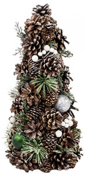Karácsonyfa MagicHome Karácsony, natúr, zöld gömbökkel, 47 cm