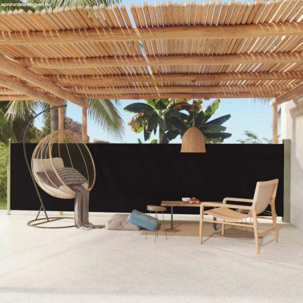 Fekete kihúzható oldalsó terasz-napellenző 140 x 600 cm