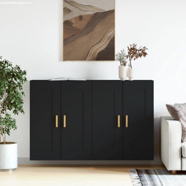 2 db fekete szerelt fa falra szerelhető szekrény