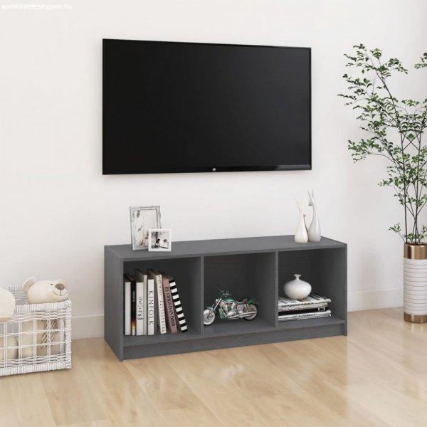 Szürke tömör fenyőfa TV-szekrény 104 x 33 x 41 cm