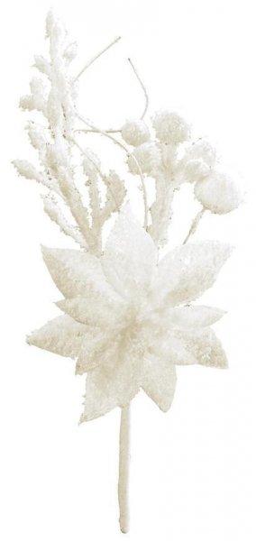 Gally MagicHome Karácsony, poinsettia virágal, fehér, 19 cm