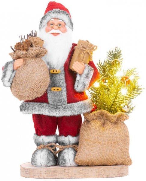 MagicHome karácsonyi dekoráció, Mikulás táskával és karácsonyfával,
LED, 3x AAA, 30 cm