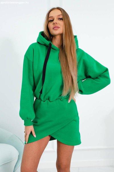 Hőszigetelt kapucnis pulóver ruha modell 9432 zöld